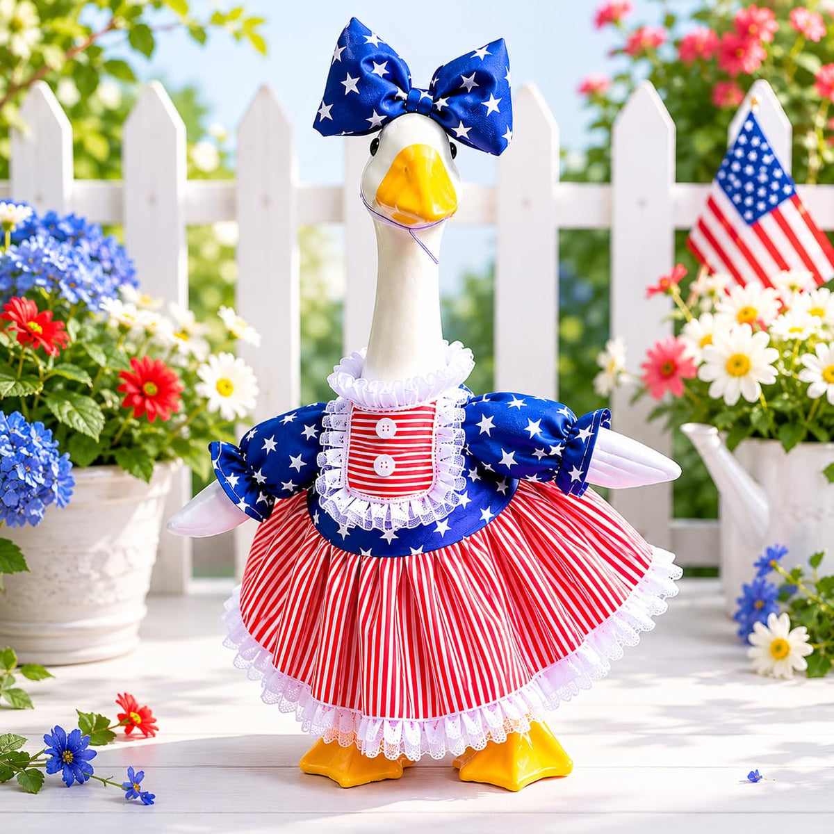 Mysense 4th of July Porch Goose Outfit with red white blue design