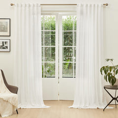 MYSKY HOME Natural Living Room Curtains beige white front view