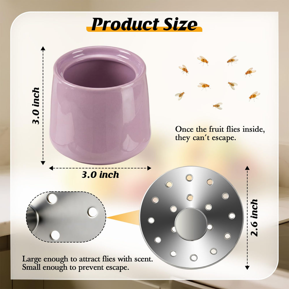 Mysora Ceramic Fruit Fly Trap with stainless steel lid