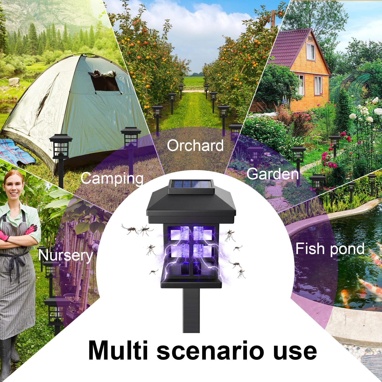 Mysora Solar Bug Zapper in use at night