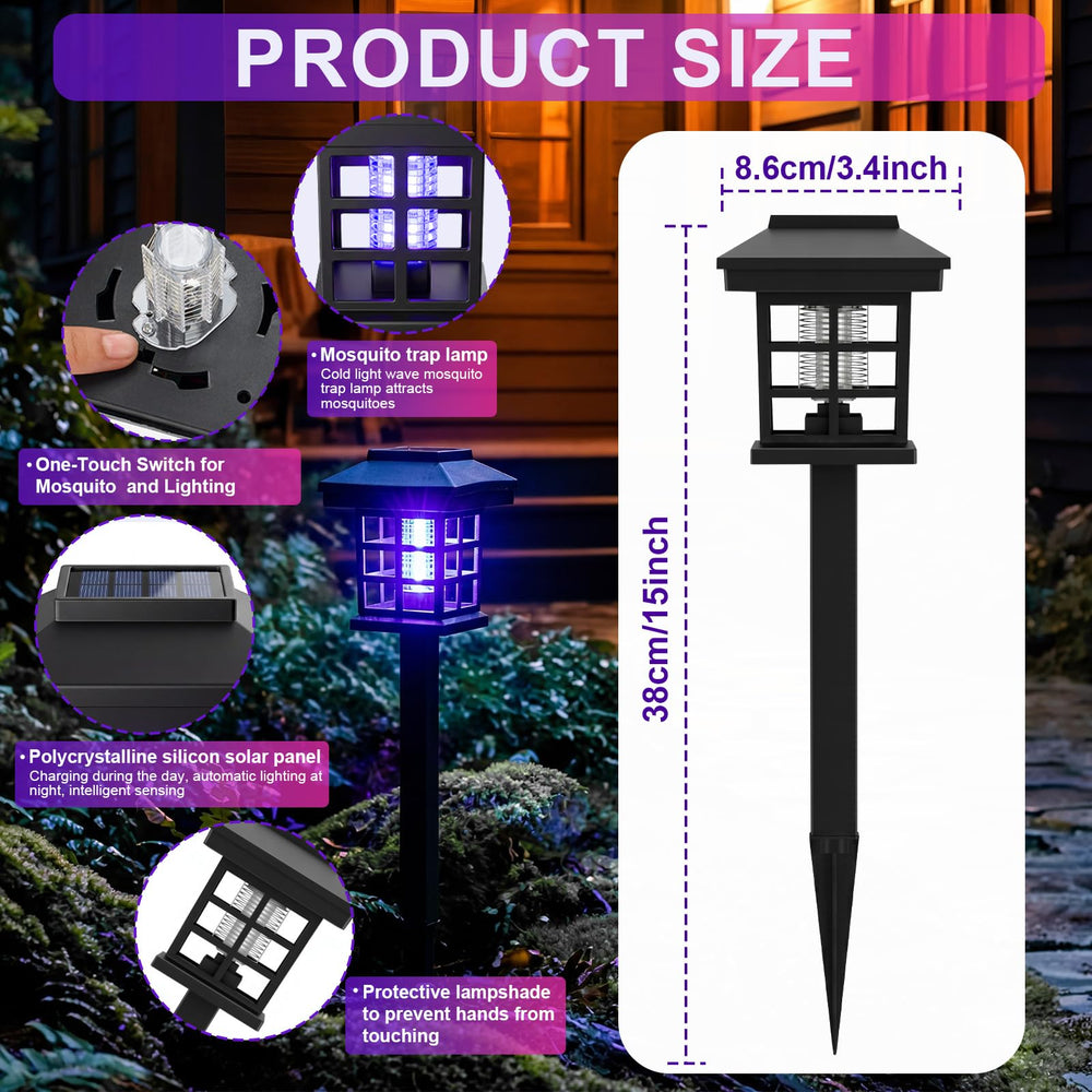 Mysora Solar Bug Zapper showing purple light in garden