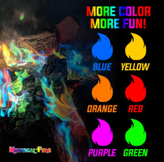 Mystical Fire Color Changing Packets displayed on a wooden table