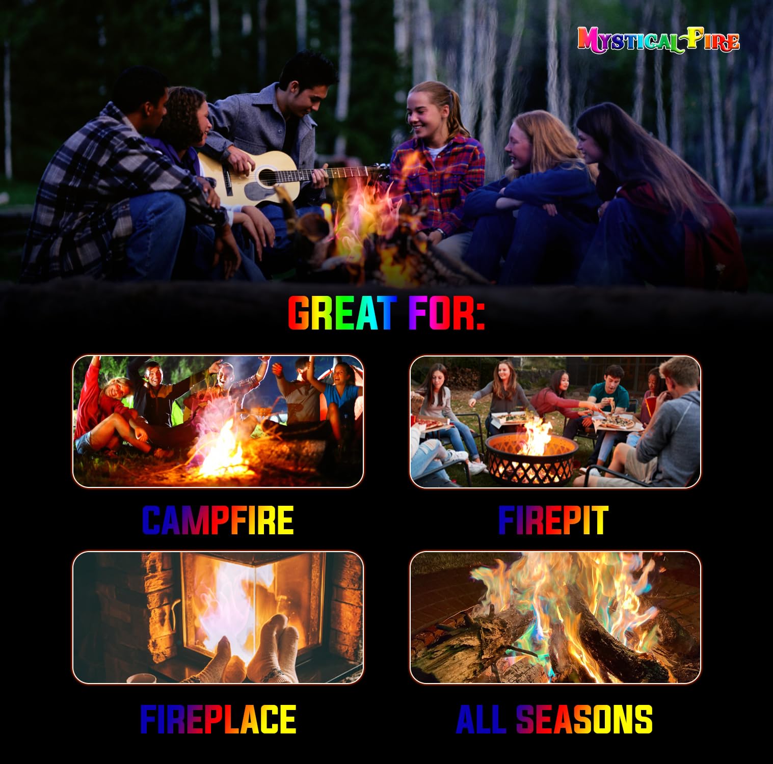 Mystical Fire Color Changing Packets in a campfire setting