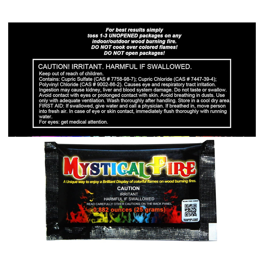 Mystical Fire Color Changing Packets near an outdoor fire pit