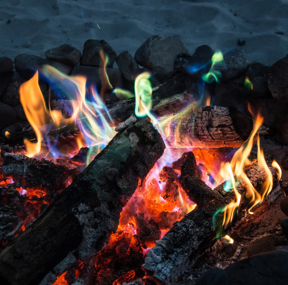 Mystical Fire packet showing vibrant colours in flames