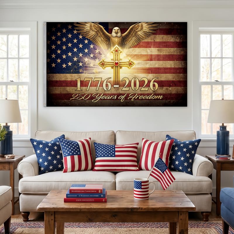 Mythcloud USA Flag 3x5 ft in garden setting