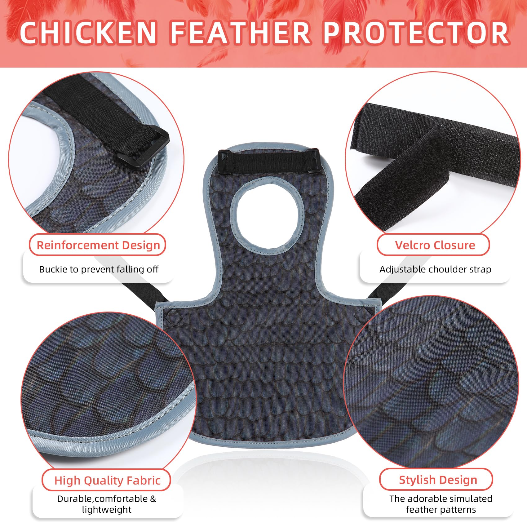 MYWSN Chicken Saddle side view with colorful design