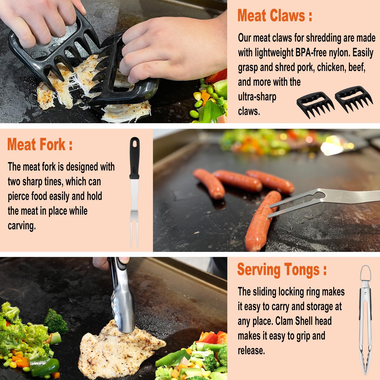 N NOBLE FAMILY complete grill tool set for outdoor cooking
