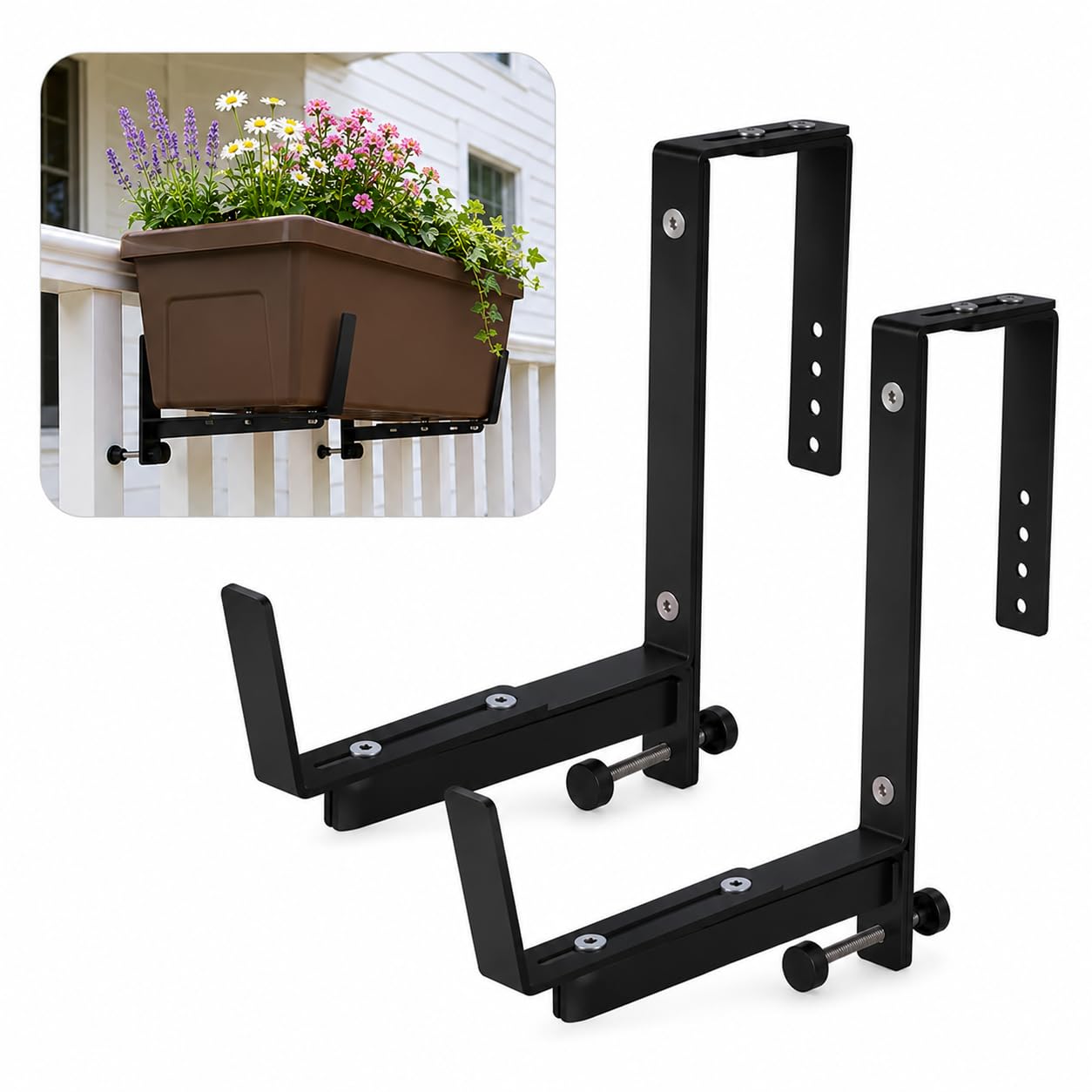 NACETURE adjustable window box brackets front view