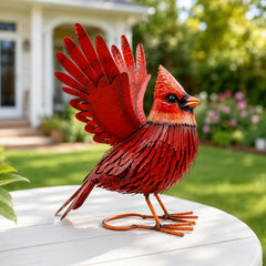 Nacome Cardinal Metal Garden Statue front view, large red bird