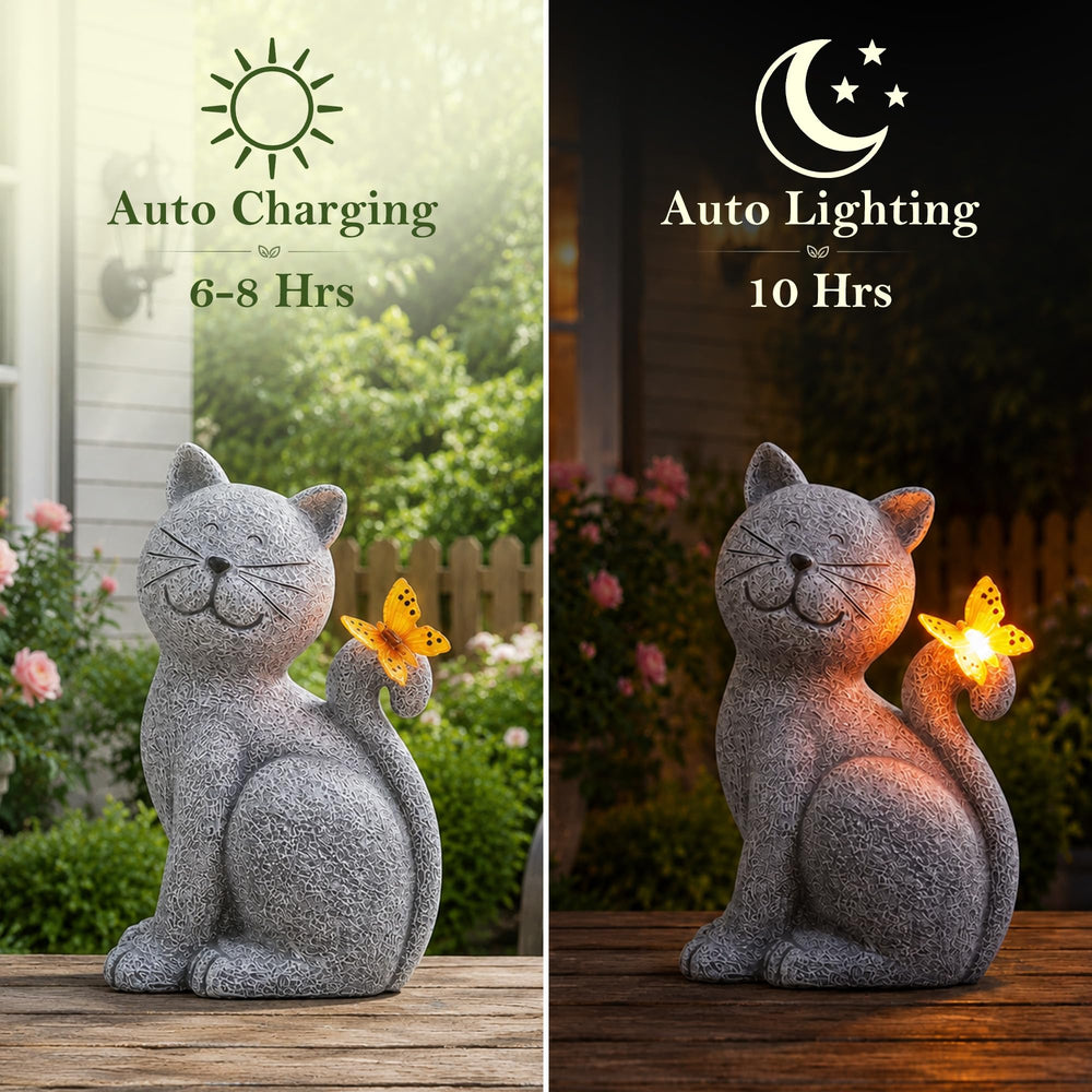 Nacome Cat Statue with butterfly decoration