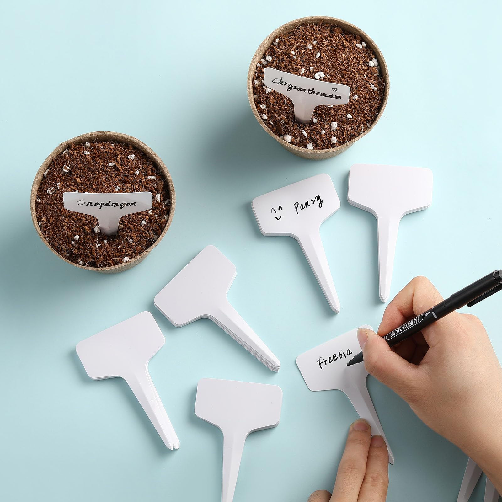 NadaKin T-Shape plant labels inserted in soil