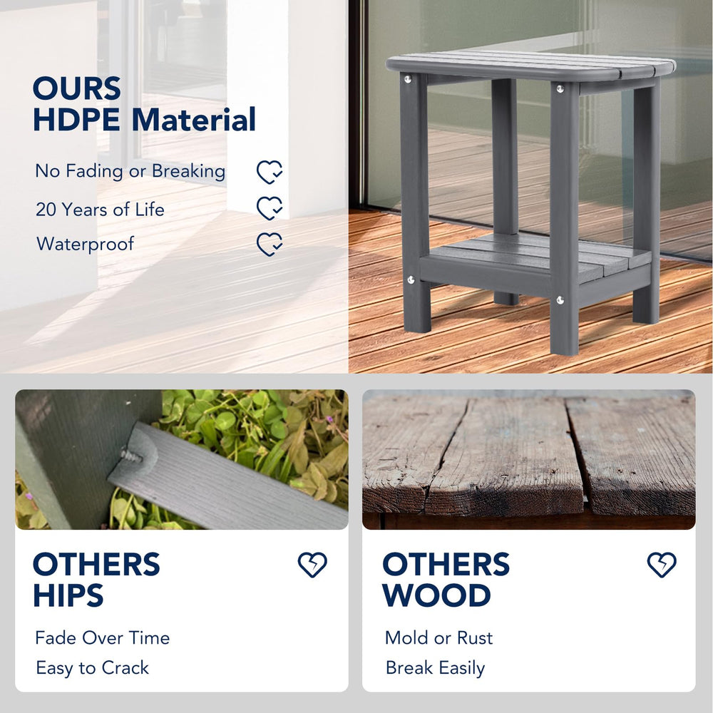 nalone Adirondack Side Table grey top view