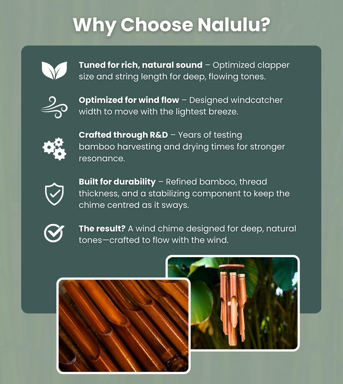 Nalulu Bamboo Wind Chimes in eco-friendly packaging