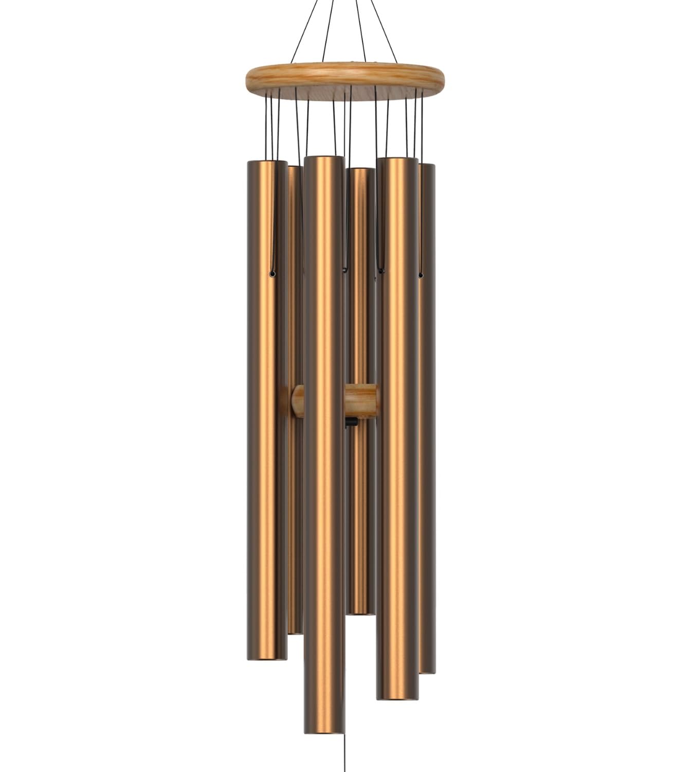 Nalulu Large Wind Chimes front view in gold 35 inches