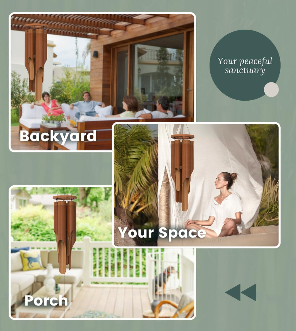 Nalulu Wind Chimes hanging in a garden
