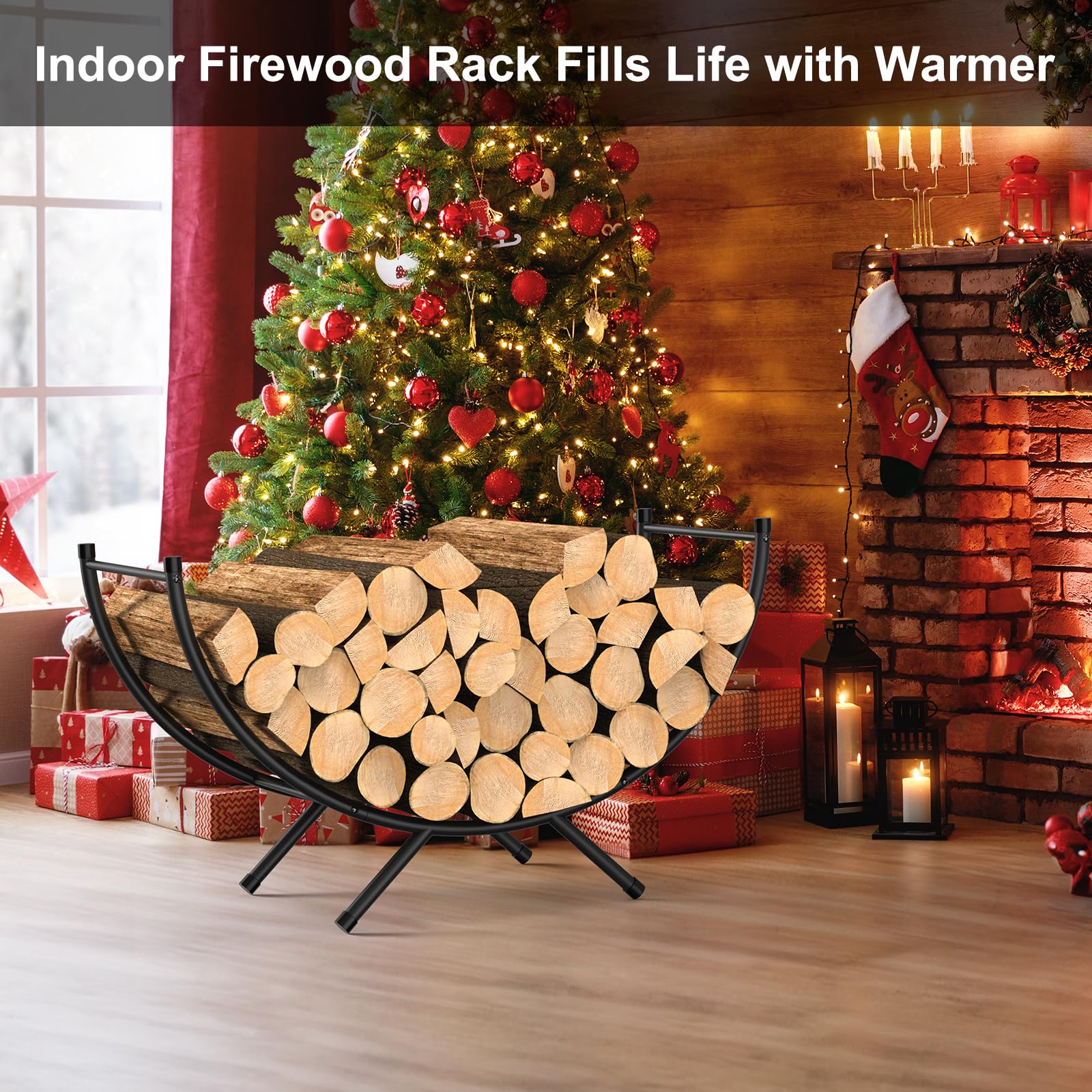 NANANARDOSO Firewood Rack showing ample storage capacity