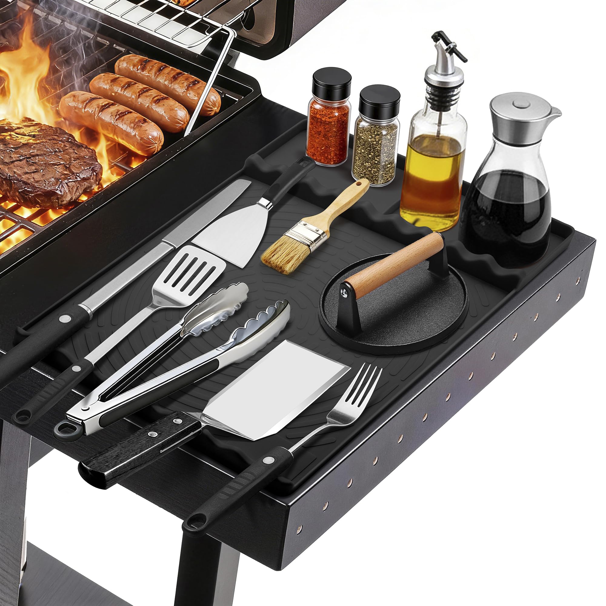NancyL Silicone Grill Mat 16x11.5 inch black front view