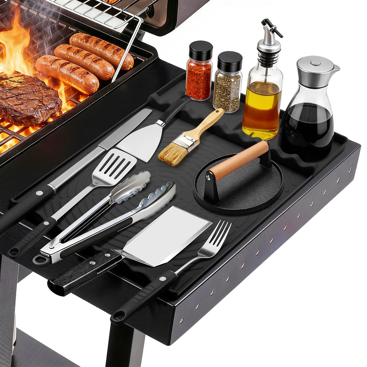 NancyL Silicone Grill Mat 16x11.5 inch black front view