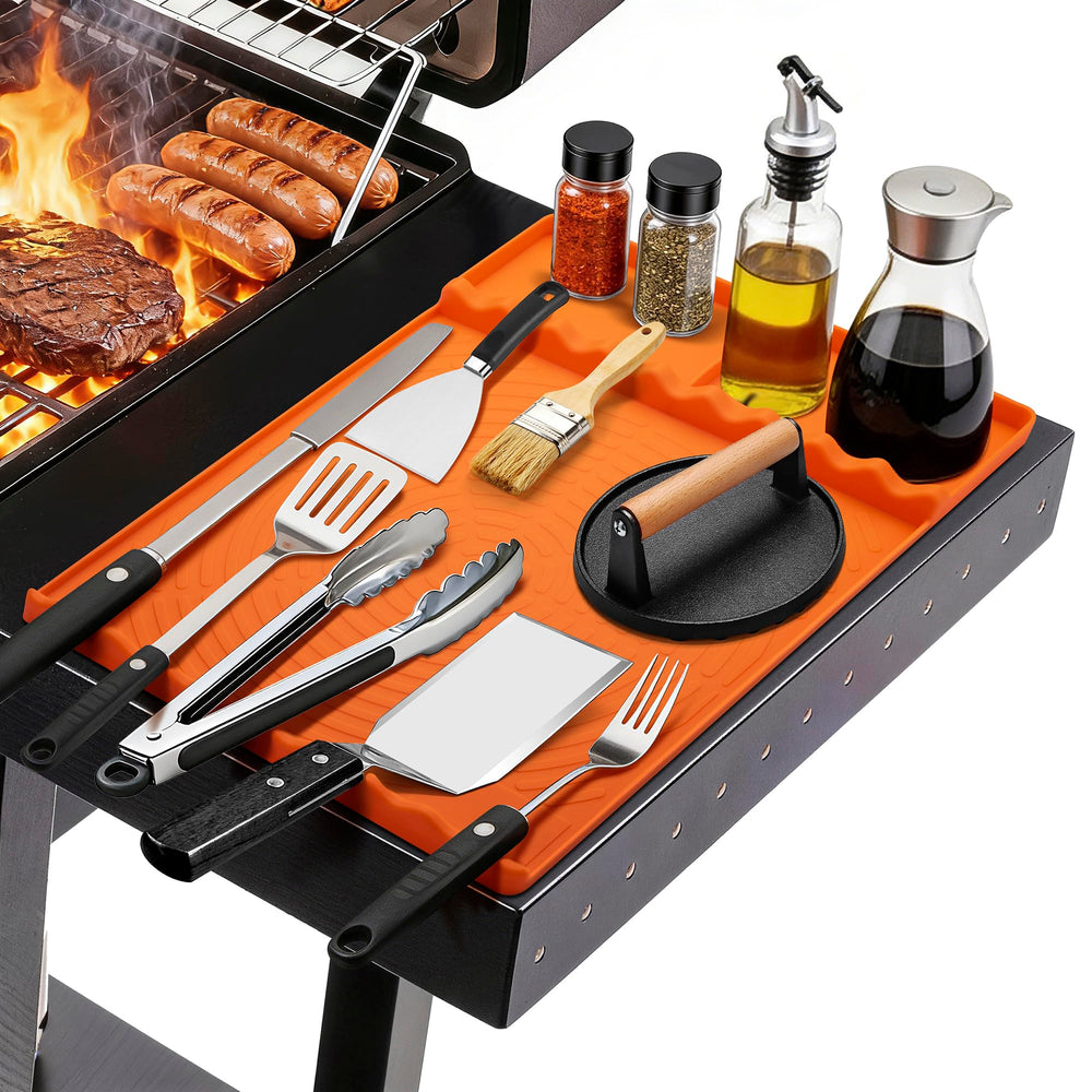 NancyL Silicone Grill Mat 16x11.5 inch in orange, front view