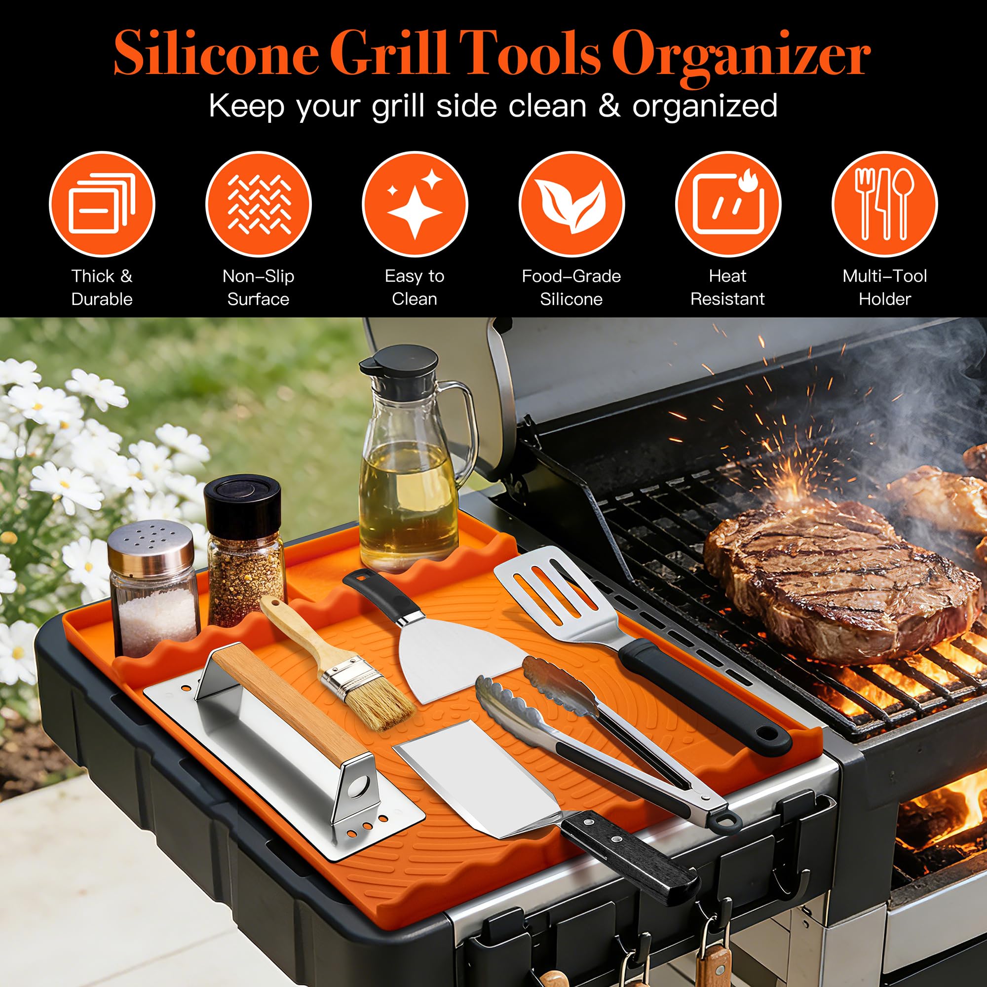 NancyL Silicone Grill Mat in use near a grill