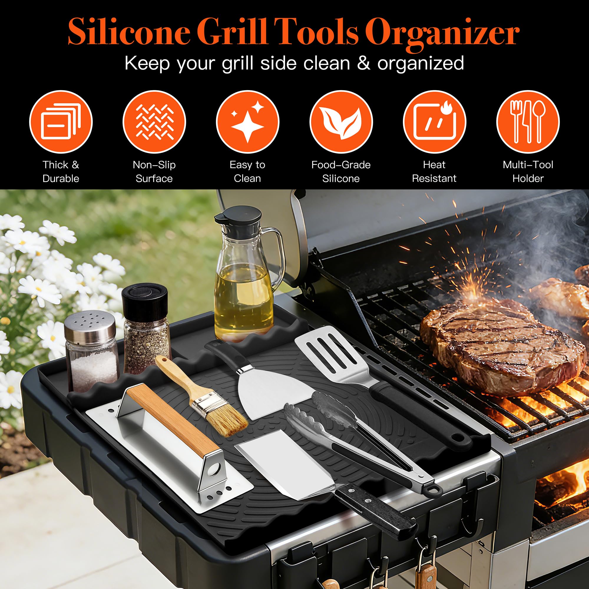 NancyL Silicone Grill Mat on outdoor grill setup