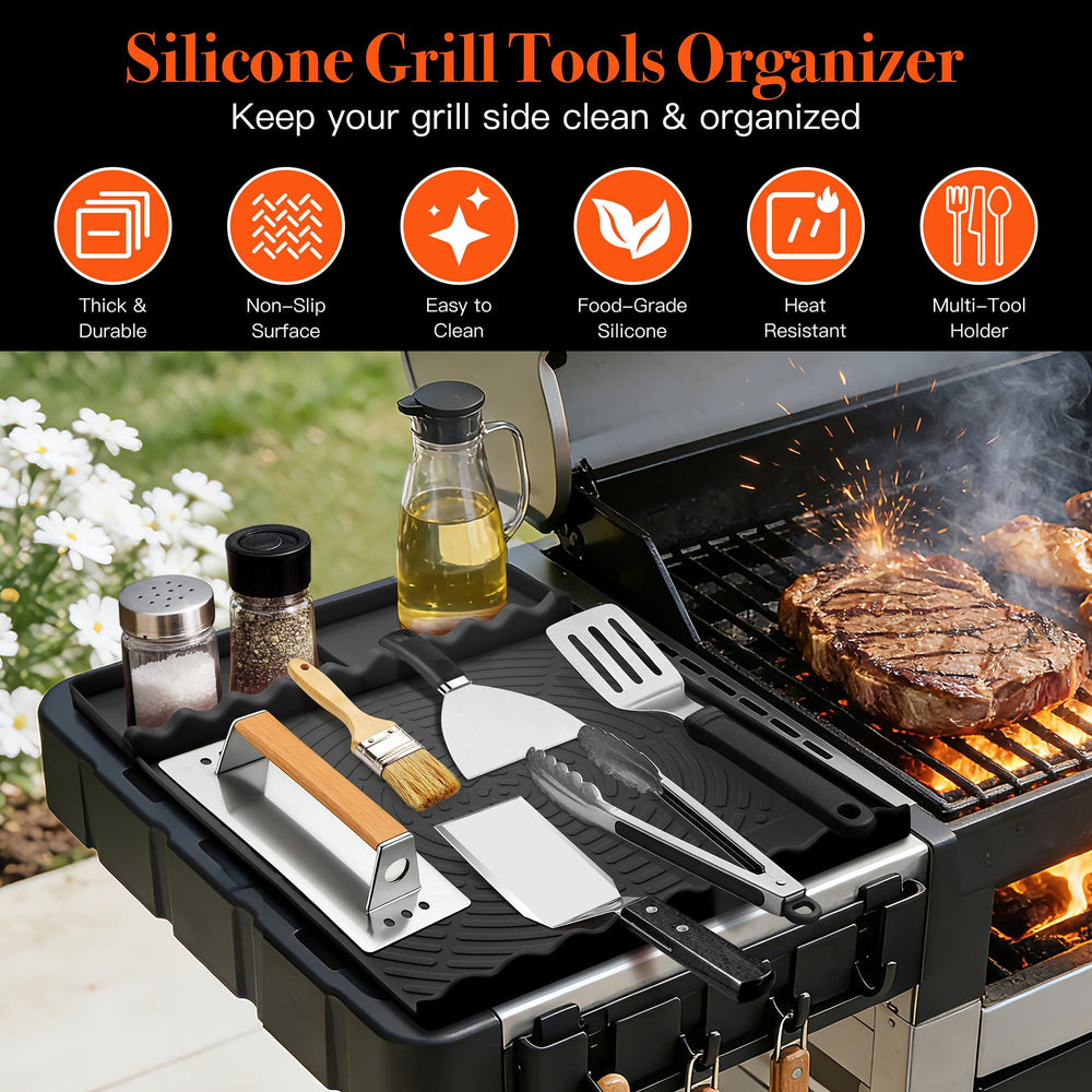 NancyL Silicone Grill Mat on outdoor grill setup