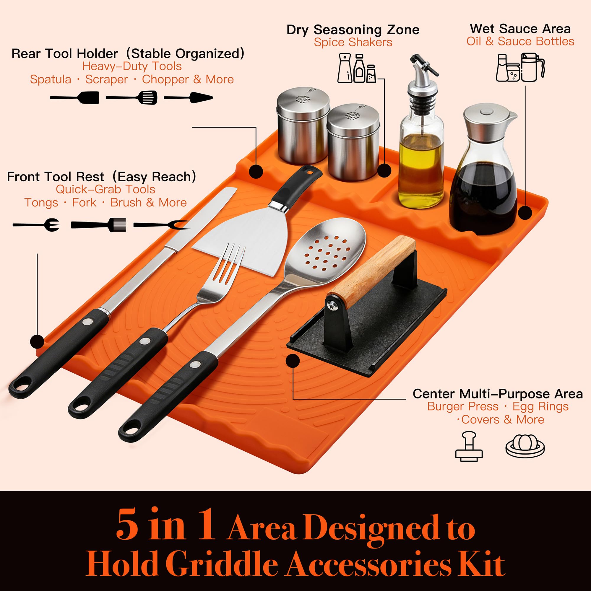 NancyL Silicone Grill Mat with grilling accessories on top