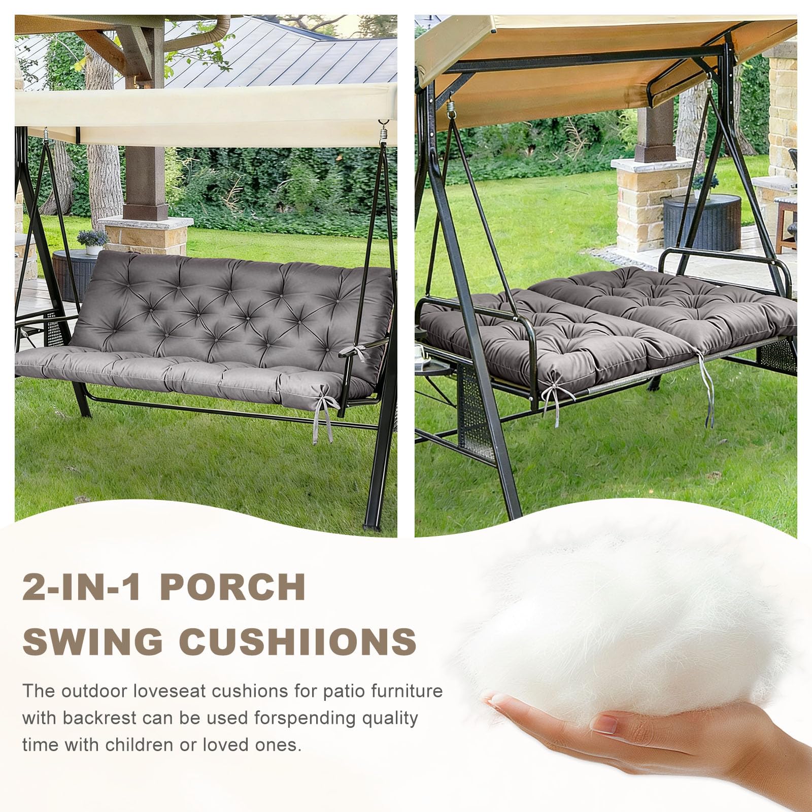 NANGELRN Porch Swing Cushion Dark Gray on patio swing