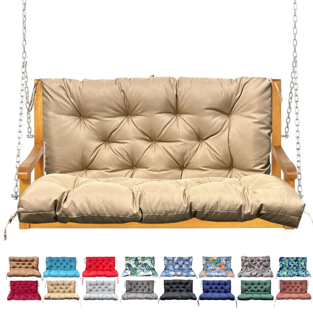 NANGELRN Porch Swing Cushion front view in khaki, size 60x40"