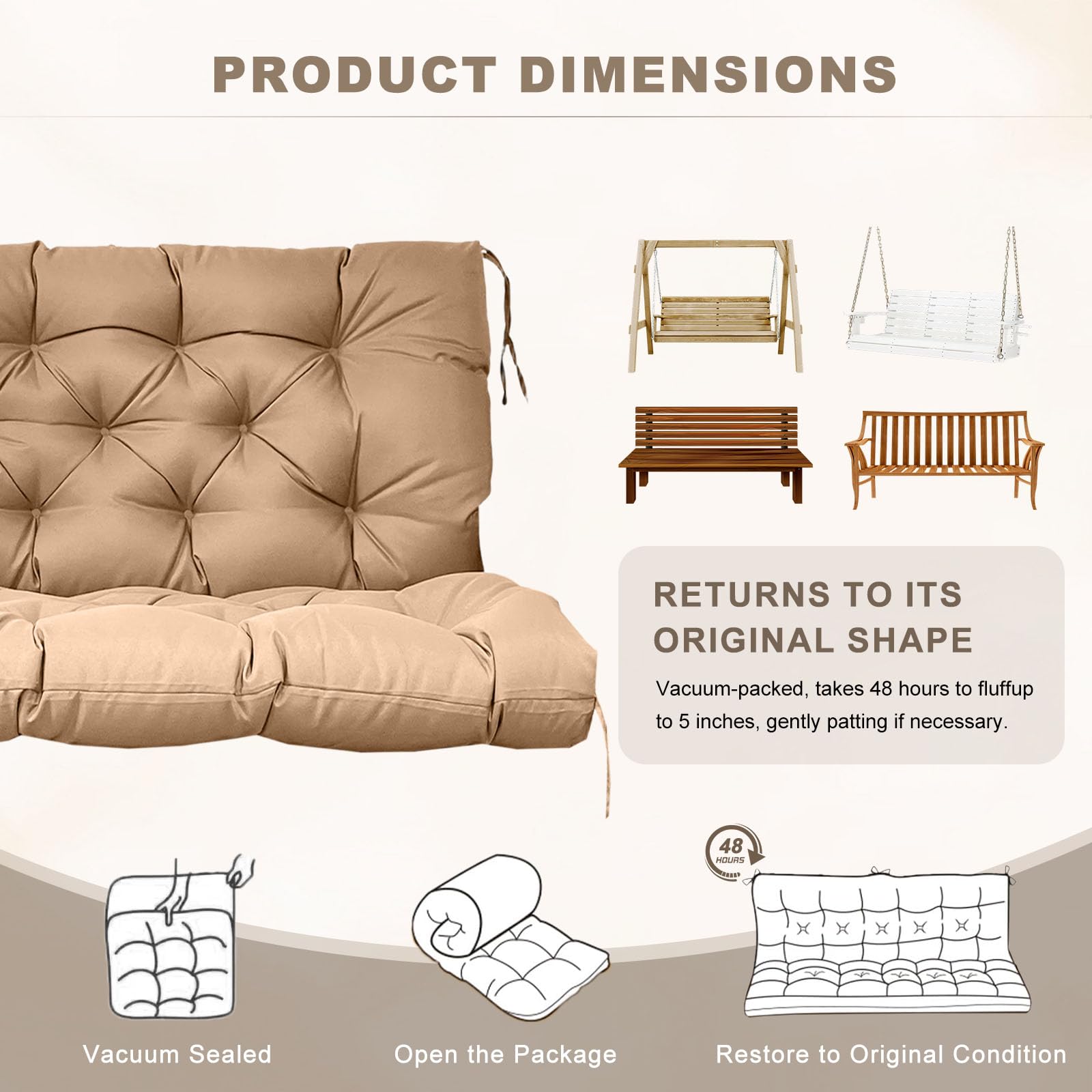 NANGELRN Porch Swing Cushion in garden setting