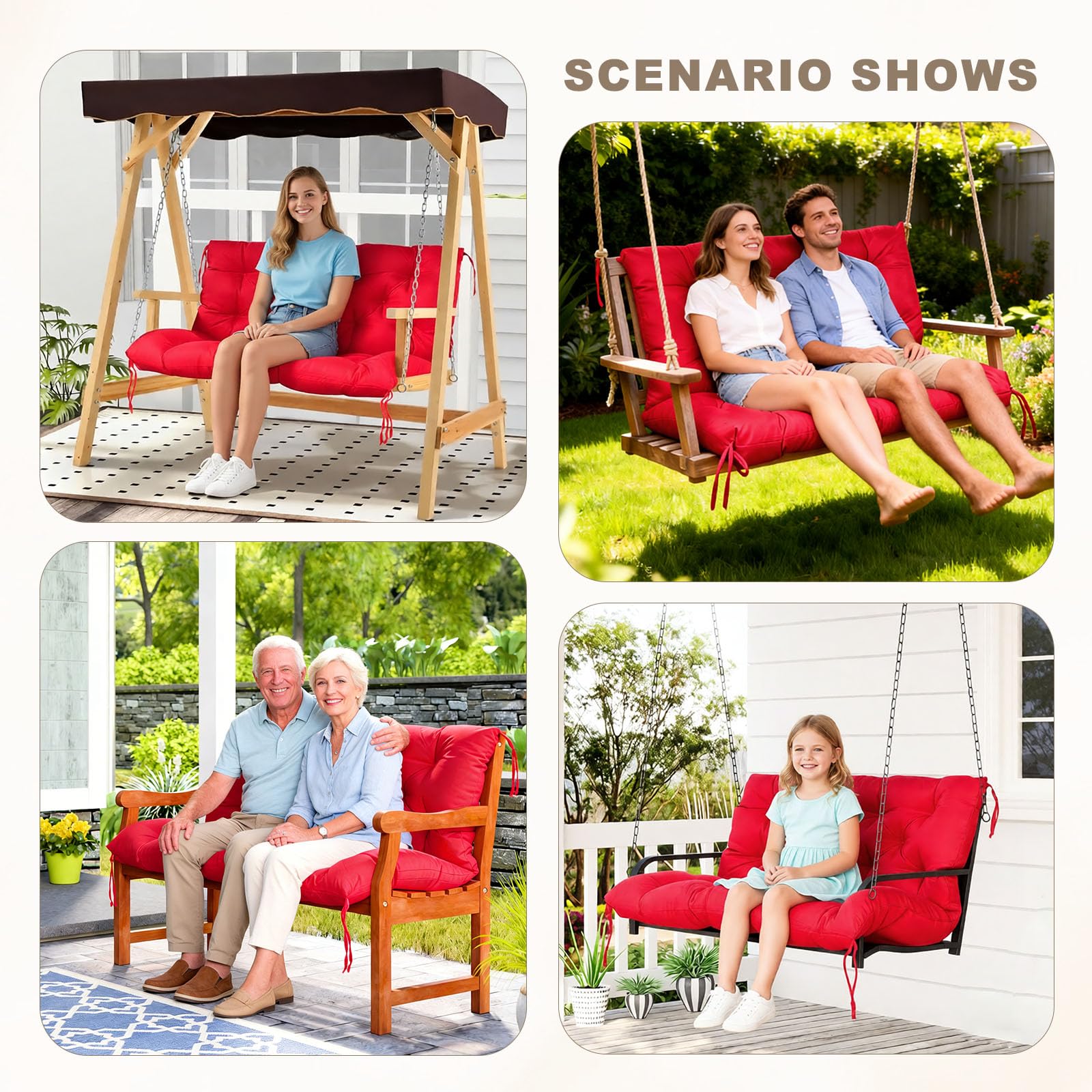 NANGELRN Porch Swing Cushion in outdoor garden setting
