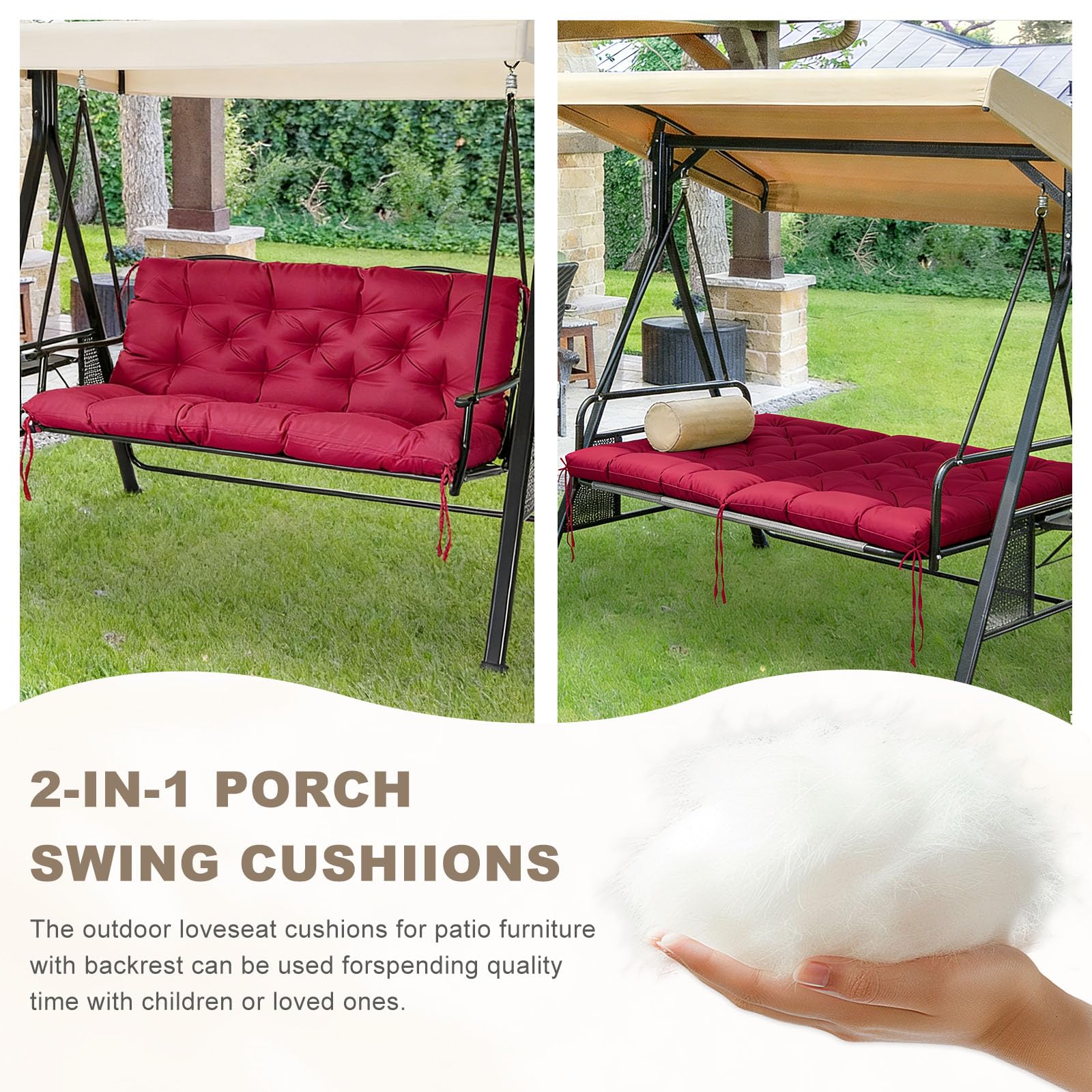 NANGELRN Porch Swing Cushion in outdoor setting