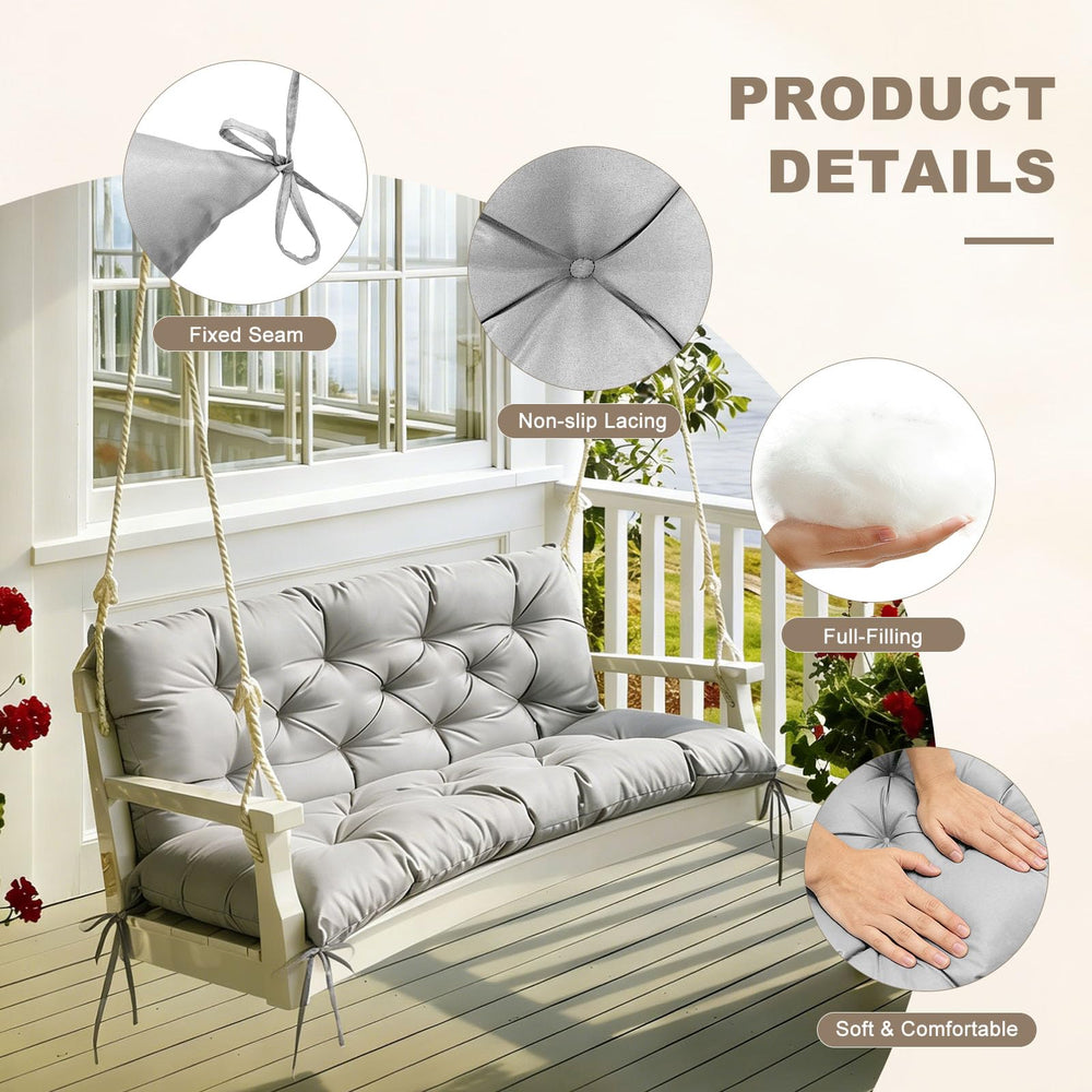 NANGELRN Porch Swing Cushion Light Gray lifestyle setting