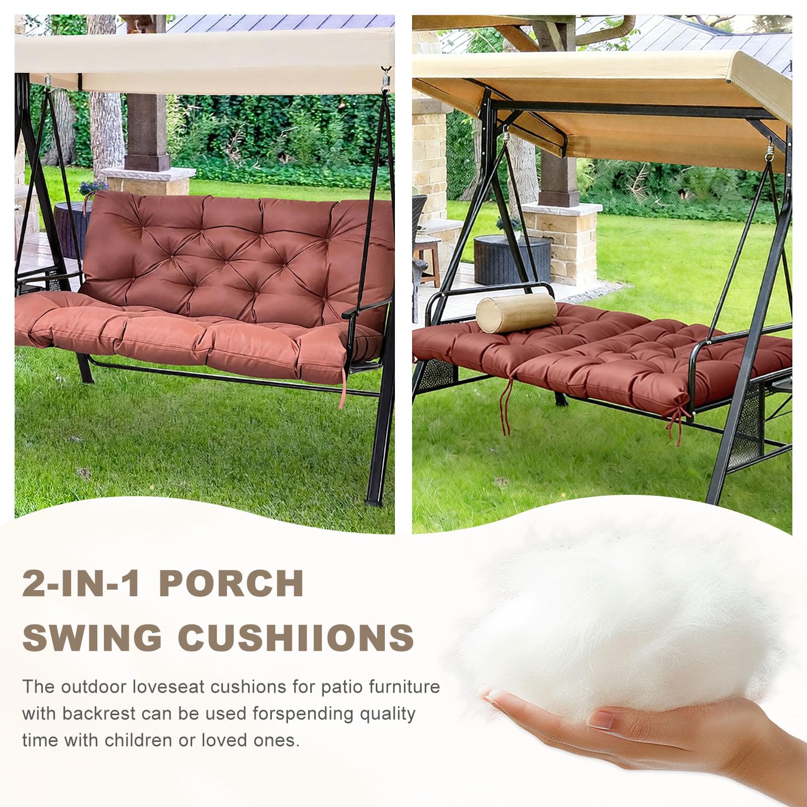 NANGELRN Porch Swing Cushion on a patio swing