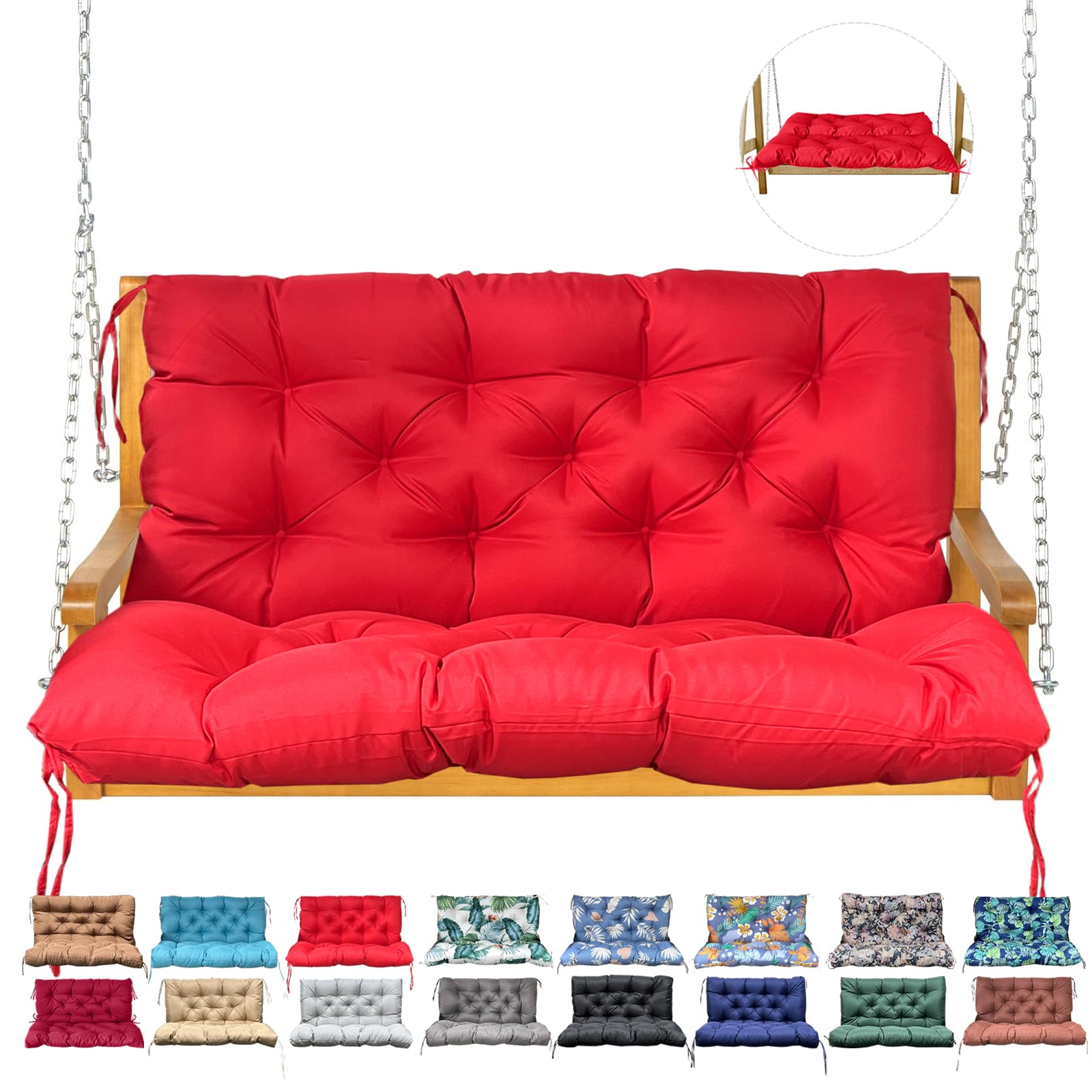 NANGELRN Porch Swing Cushion red model front view with backrest