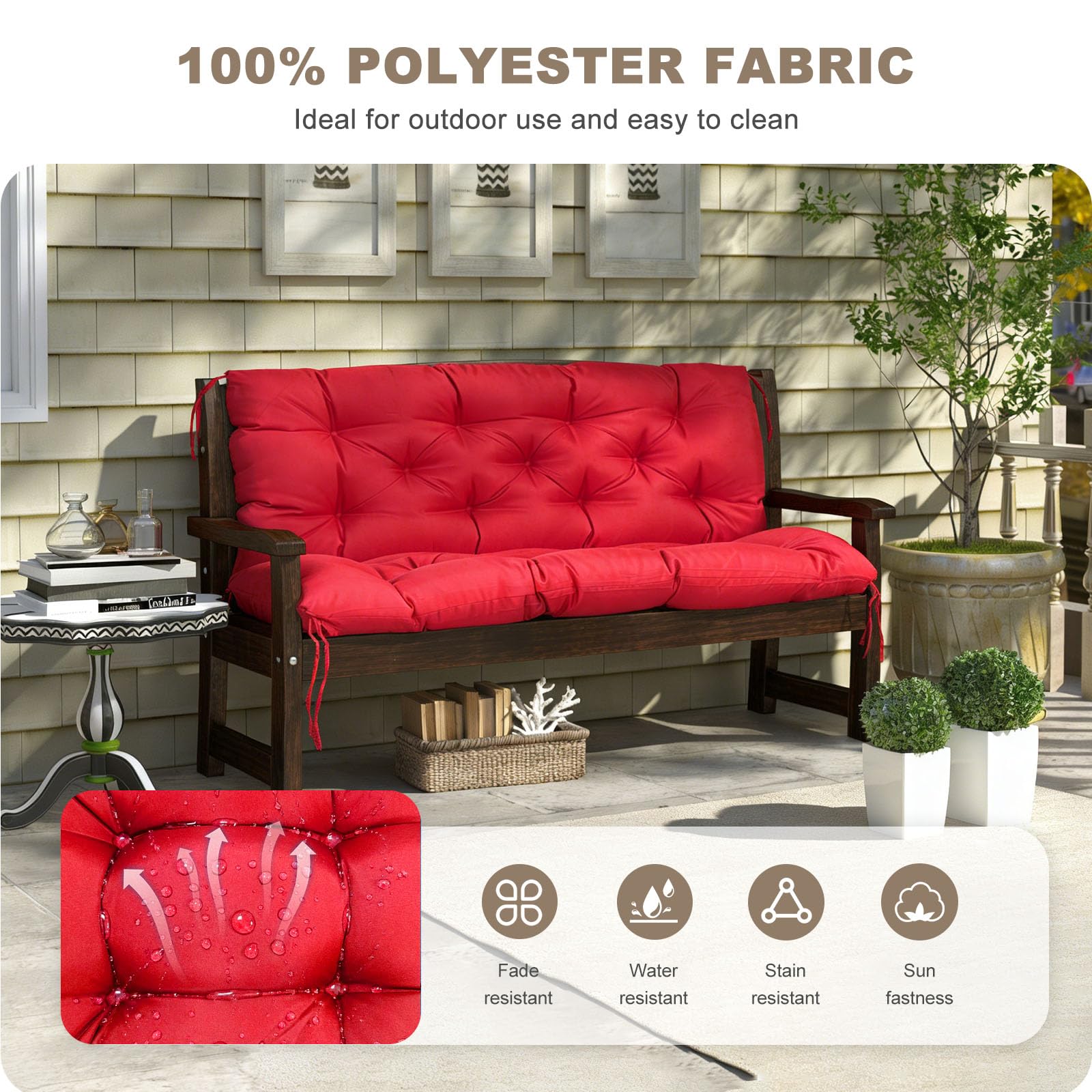 NANGELRN Porch Swing Cushion side view showing ties