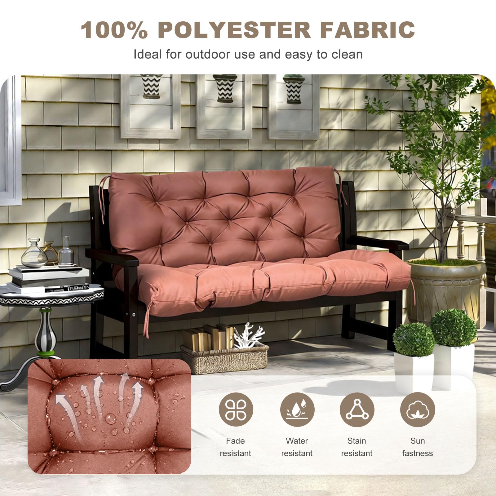NANGELRN Porch Swing Cushion side view with backrest