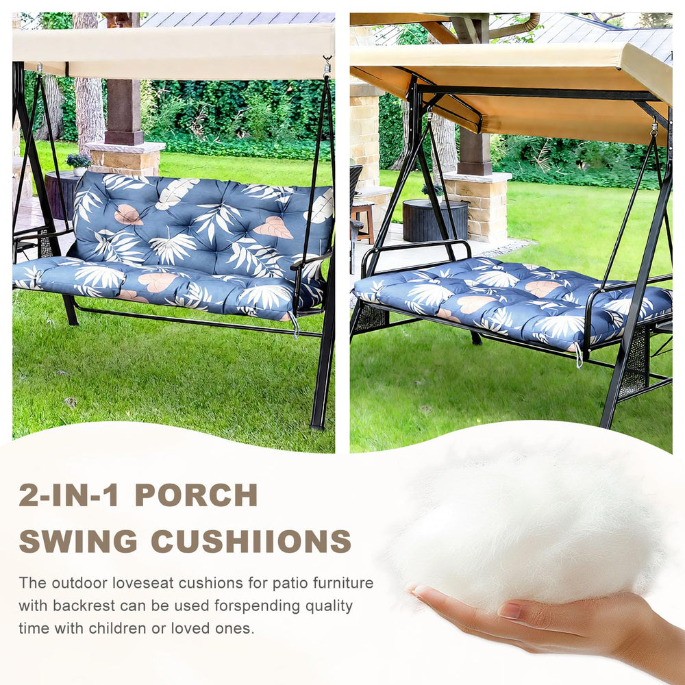 NANGELRN Porch Swing Cushion Tropical Leaf corner ties