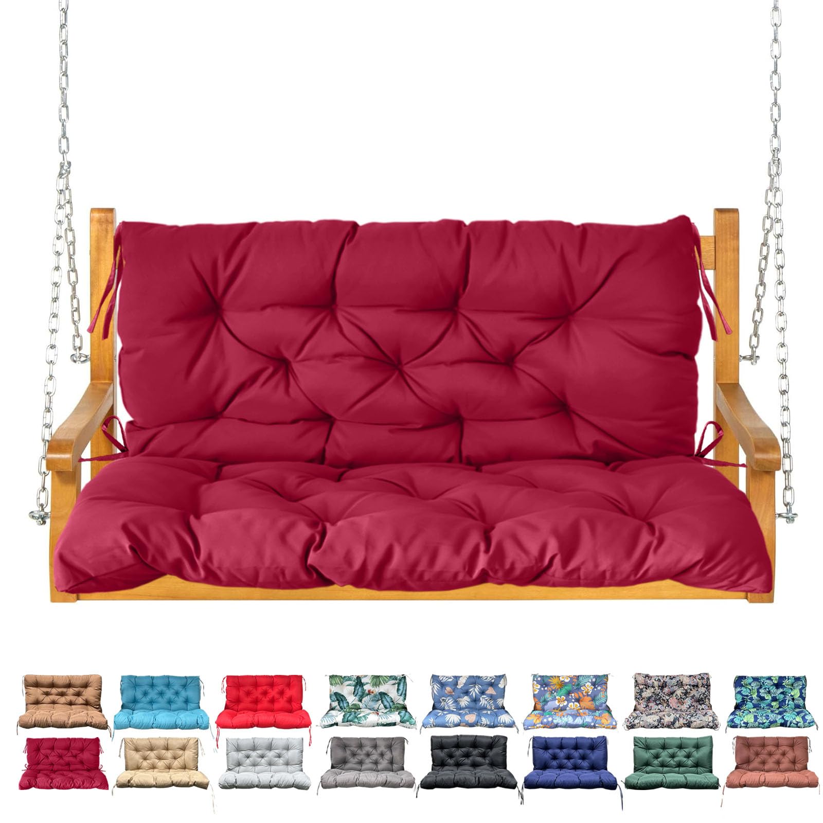 NANGELRN Porch Swing Cushion Wine Red front view