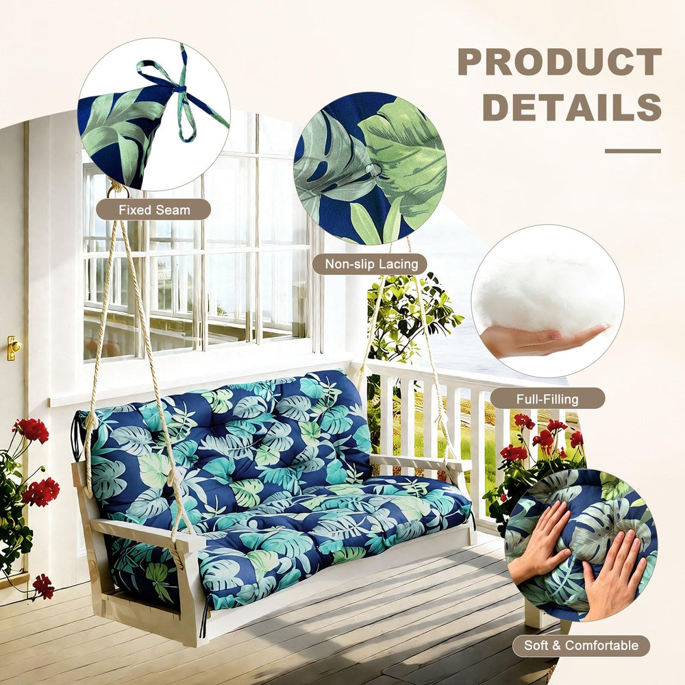 NANGELRN Waterproof Porch Swing Cushion in Floral Navy
