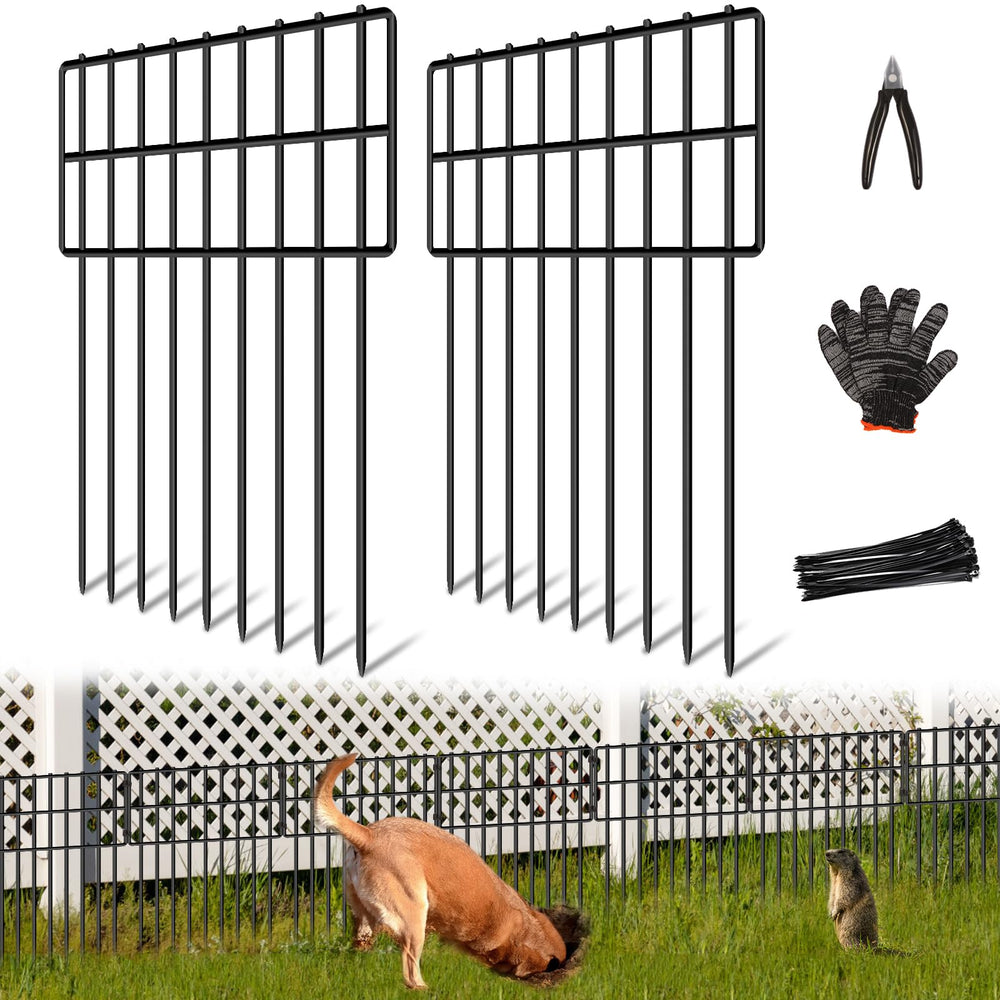 NANYEZH 10 Panels Garden Fencing black metal front view