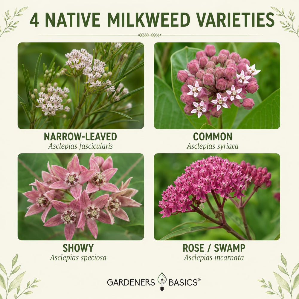 Narrow-leaved milkweed seeds packet from Gardeners Basics