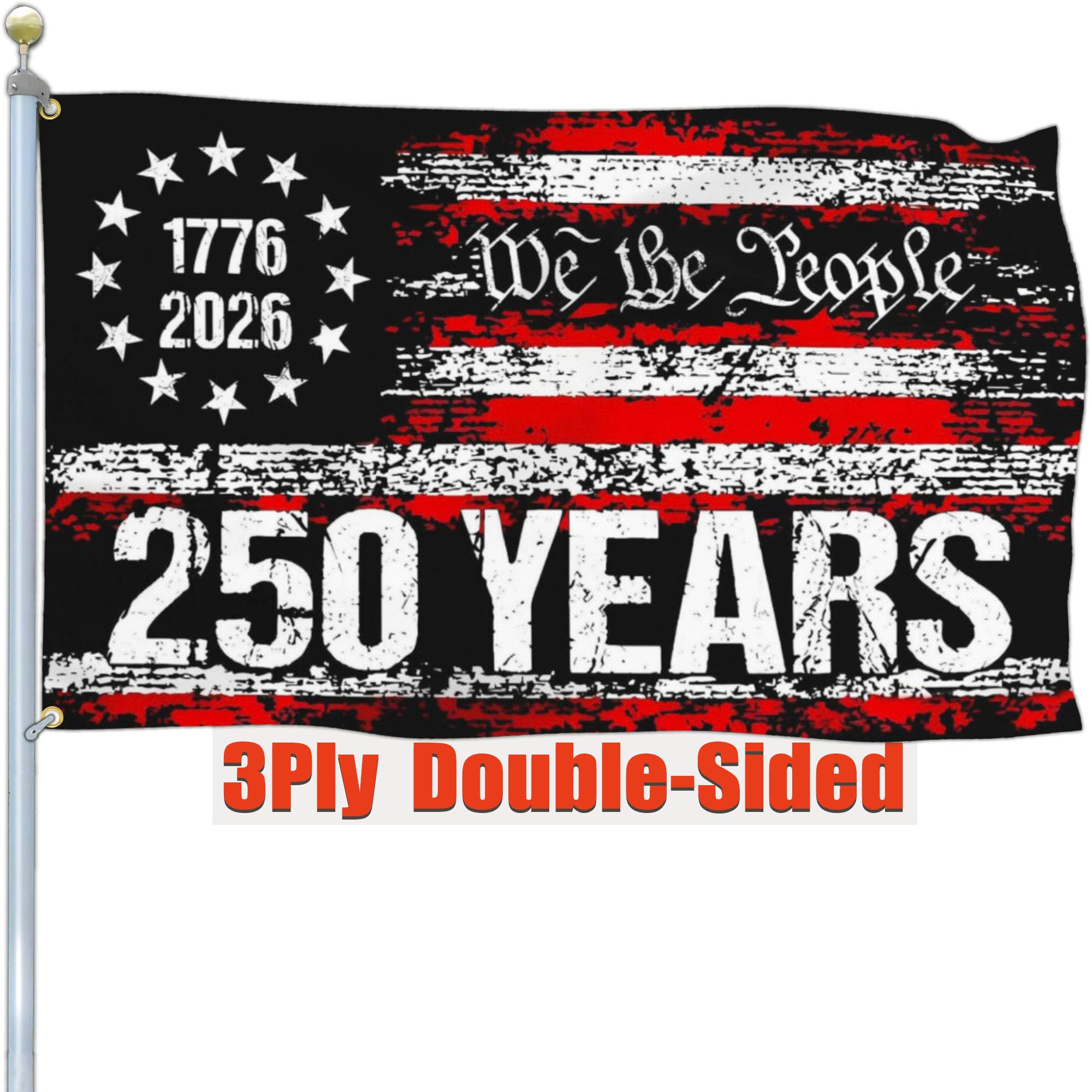 NASIAN 250 Year American Anniversary Flag, black, front view