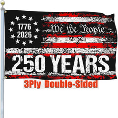NASIAN 250 Year American Anniversary Flag, black, front view