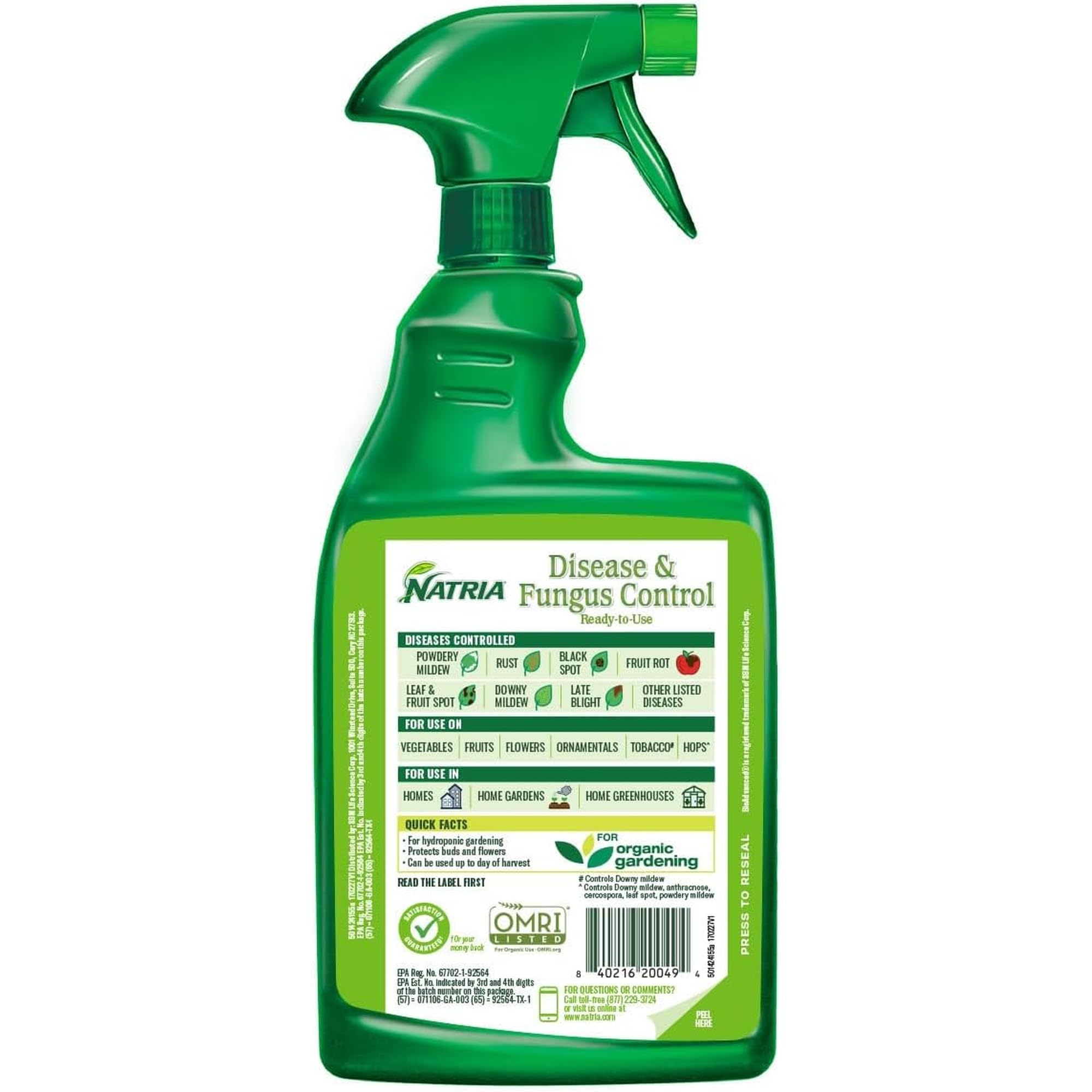 Natria Disease Control Spray label showing ingredients