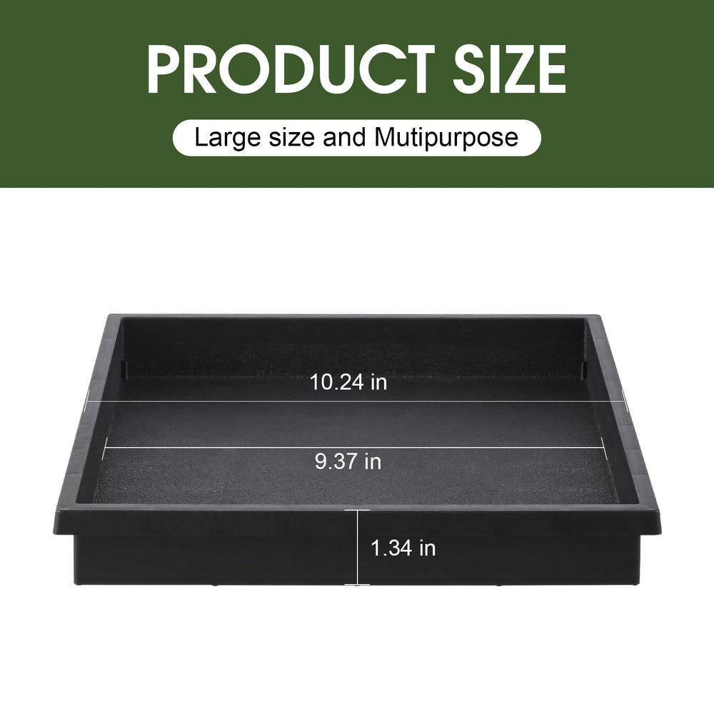 NATSUKY Square Plant Saucer 10 inch black side view