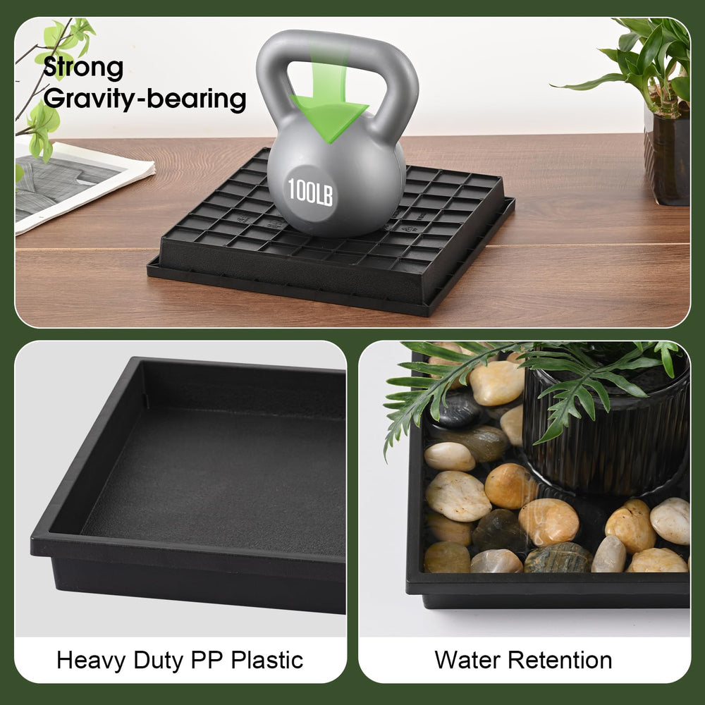 NATSUKY Square Plant Saucer 8 Inch black tray packaging