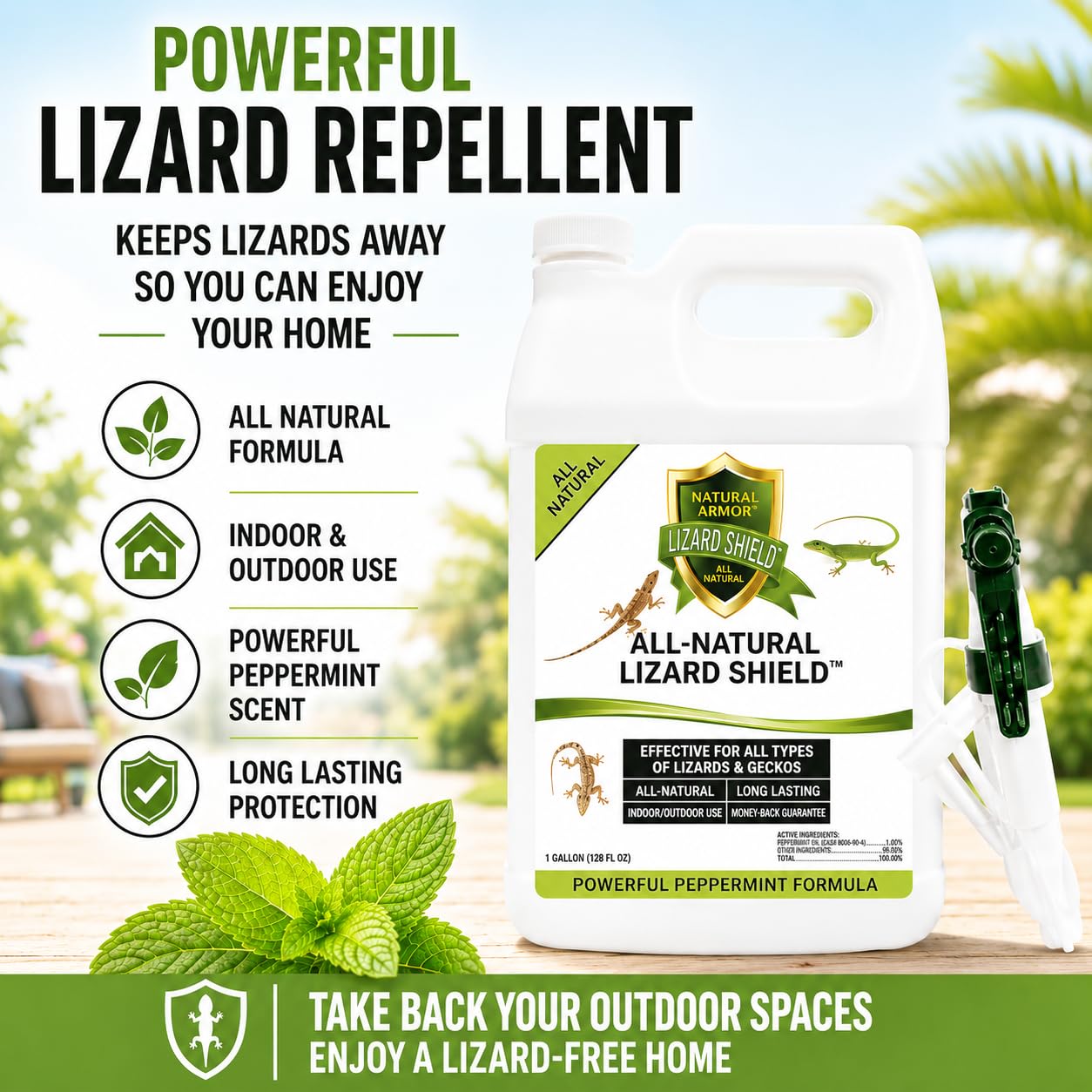 Natural Armor Lizard & Gecko Repellent packaging and sprayer