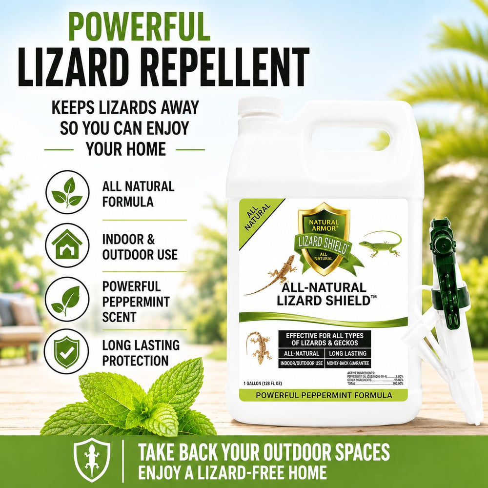Natural Armor Lizard & Gecko Repellent packaging and sprayer